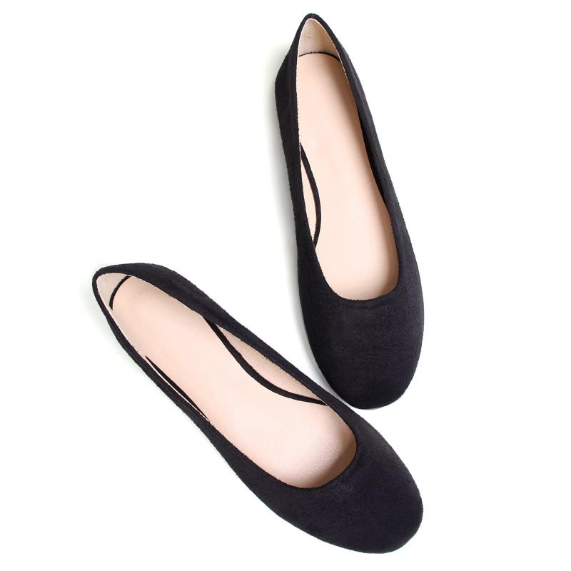 Dear Time Women Flat Shoes Comfortable Slip on Round Toe Ballet Flats, Simple Black Size 6.5 - Image 2